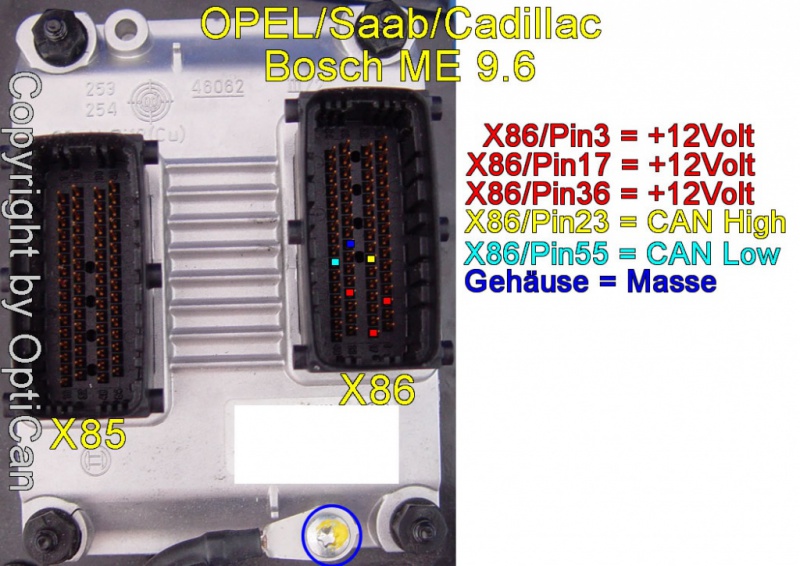 Bosch ME 9.6 (Opel) pinout diagram 1